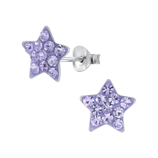 Star Stud Earrings - Violet - 925 Sterling Silver