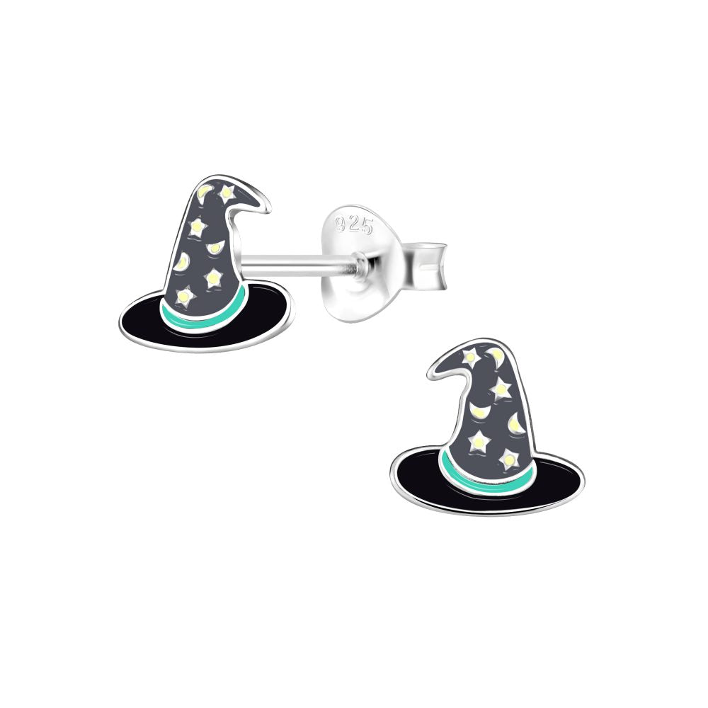 Witch Hat Stud Earrings - 925 Sterling Silver