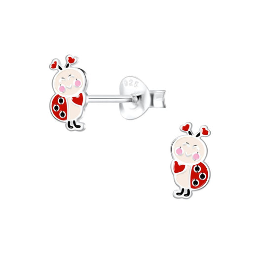 Ladybug Stud Earrings Standing - 925 Sterling Silver Women's Jewelry