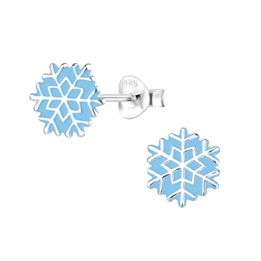 Silver Snowflake Stud Earrings - 925 Sterling Silver Women's Jewelry