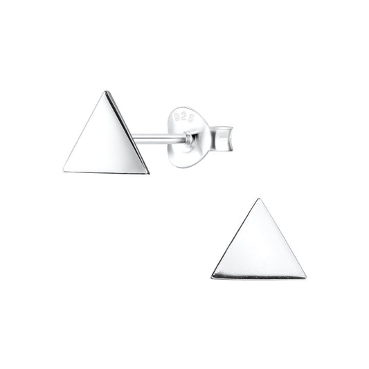 Silver Triangle Stud Earrings - 925 Sterling Silver Women's Jewelry