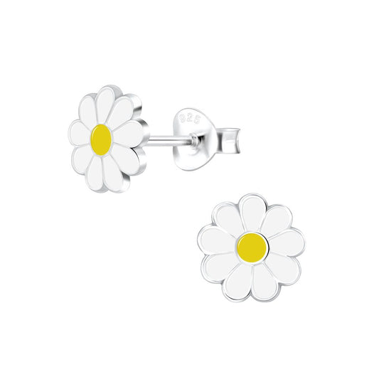 Daisy Flower Stud Earrings - 925 Sterling Silver