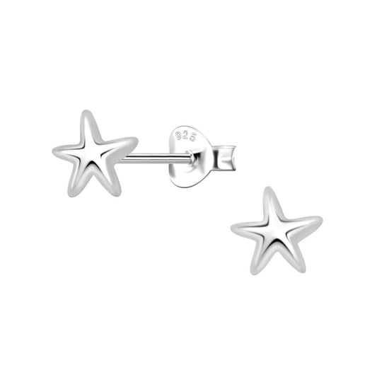 Silver Starfish Stud Earrings - 925 Sterling Silver Women's Jewelry