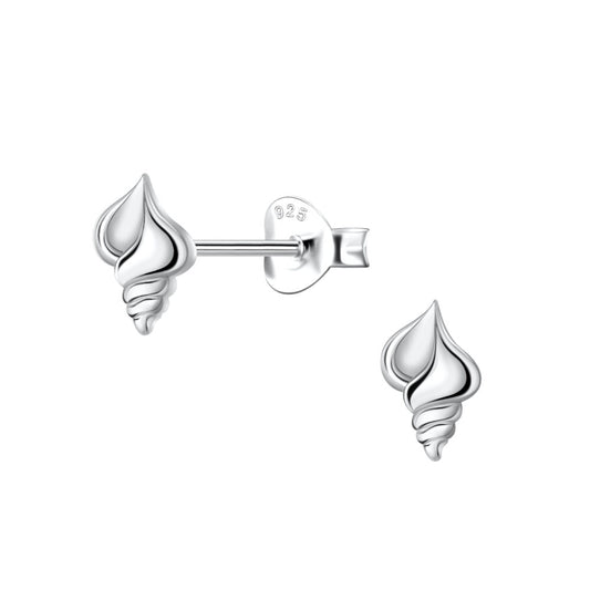 Silver Shell Stud Earrings - 925 Sterling Silver Women's Jewelry