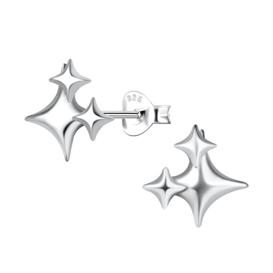 Silver Star Stud Earrings - 925 Sterling Silver Women's Jewelry