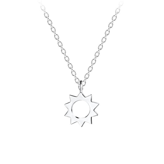 Silver Sun Necklace - 925 Sterling Silver