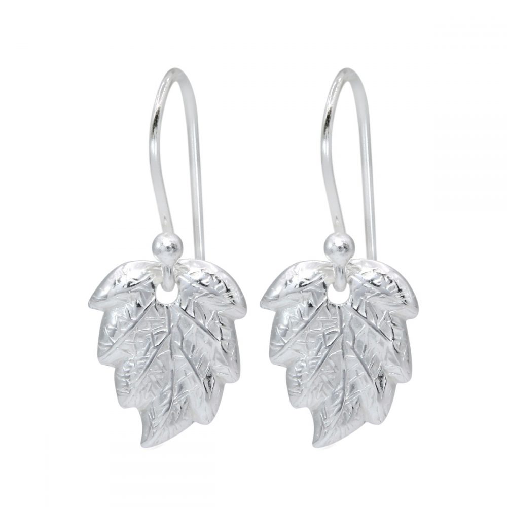 Silver Leaf Earrings - 925 Sterling Silver