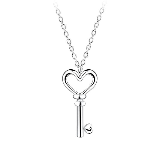 45cm Silver Key Necklace - 925 Sterling Silver