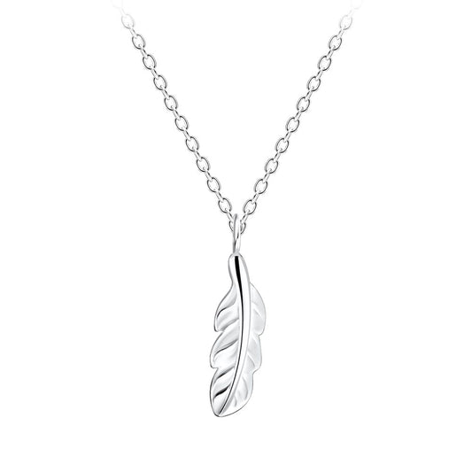 45cm Silver Feather Necklace - 925 Sterling Silver