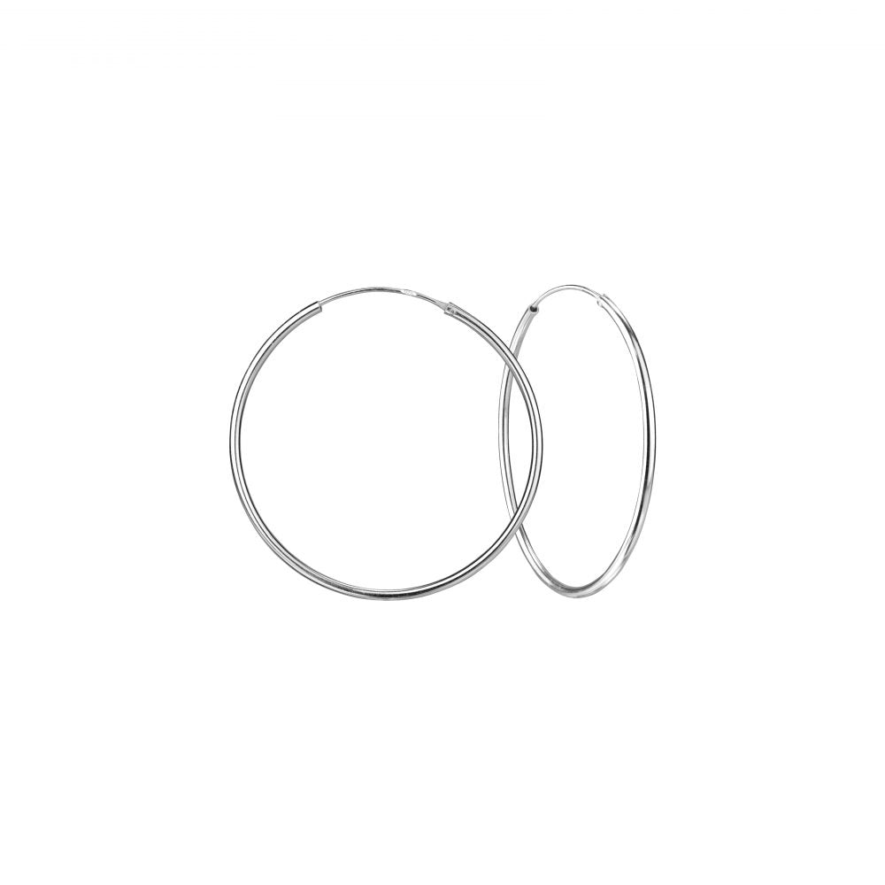 35mm Hoop Earrings - 925 Sterling Silver Women's Jewelry