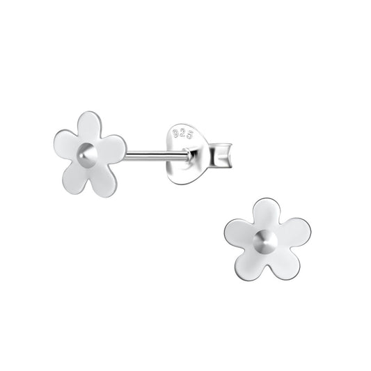 Silver Flower Stud Earrings - 925 Sterling Silver Women's Jewelry