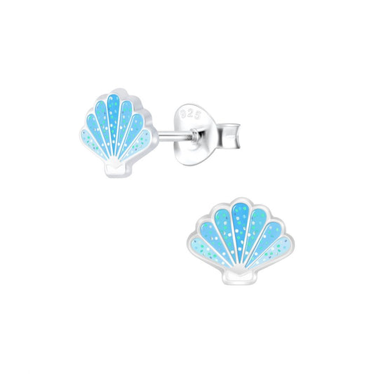 Silver Shell Stud Earrings - 925 Sterling Silver Women's Jewelry