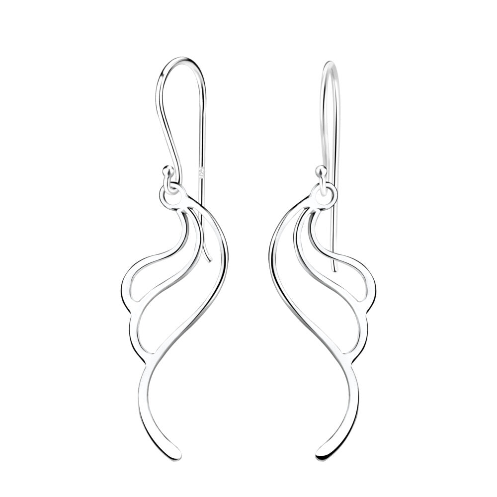 Silver Wave Earrings - 925 Sterling Silver Women's Jewelry