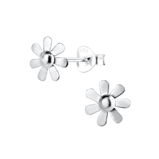 Silver Flower Stud Earrings - 925 Sterling Silver Women's Jewelry