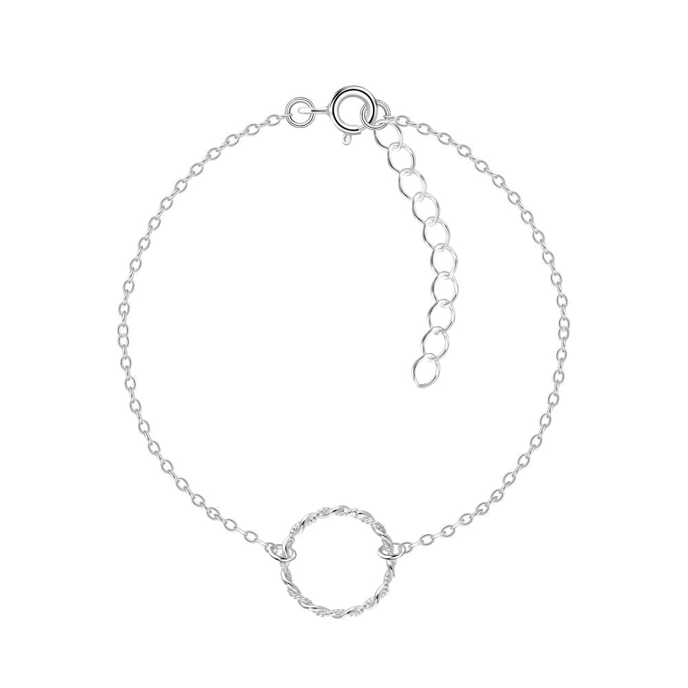 Silver Circle Bracelet - 7 Inches - 925 Sterling Silver