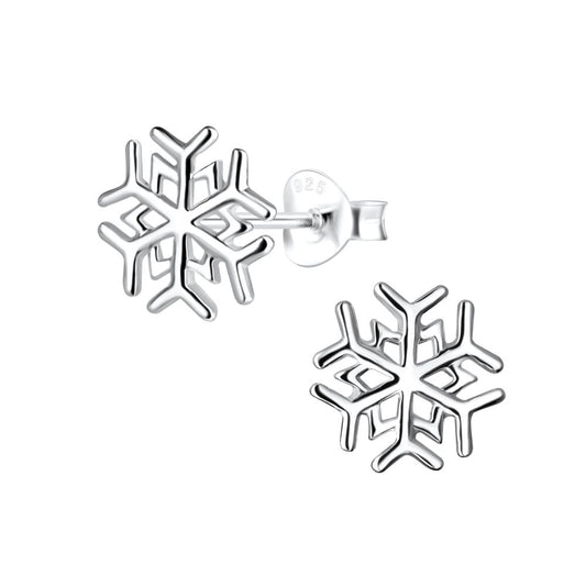 Silver Snowflake Stud Earrings - 925 Sterling Silver Women's Jewelry