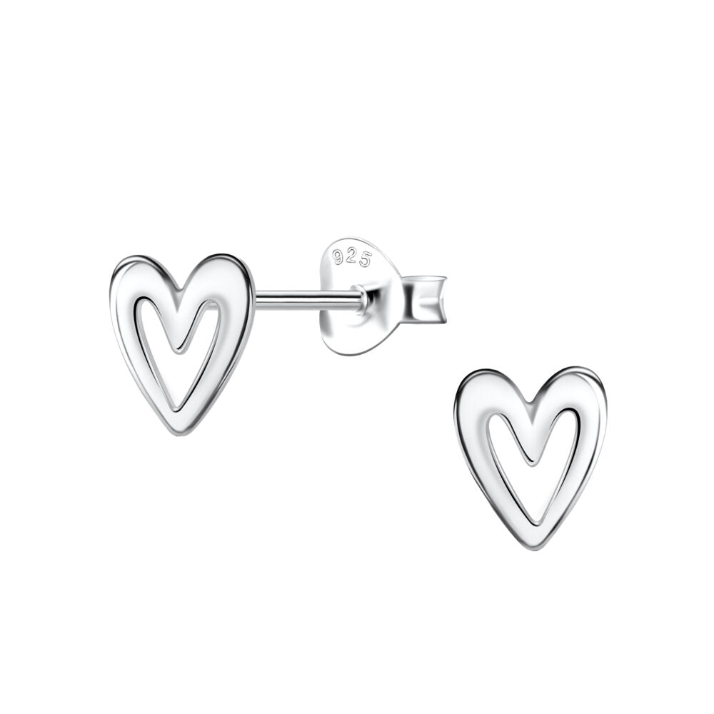 Heart Stud Earrings - 925 Sterling Silver