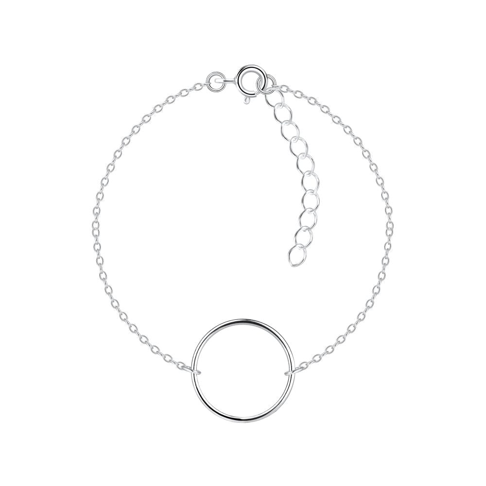 Silver Circle Bracelet - 7 Inches - 925 Sterling Silver