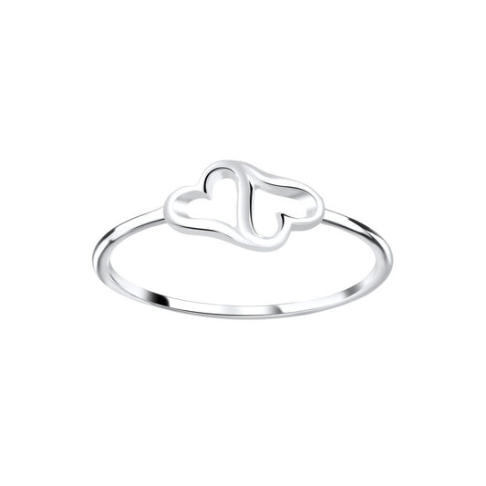 Silver Double Heart Ring - Size 7 - 925 Sterling Silver Women's Jewelry