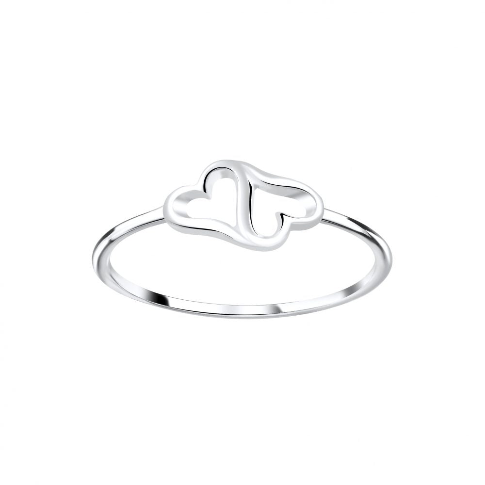 Silver Double Heart Ring - Size 8 - 925 Sterling Silver Women's Jewelry