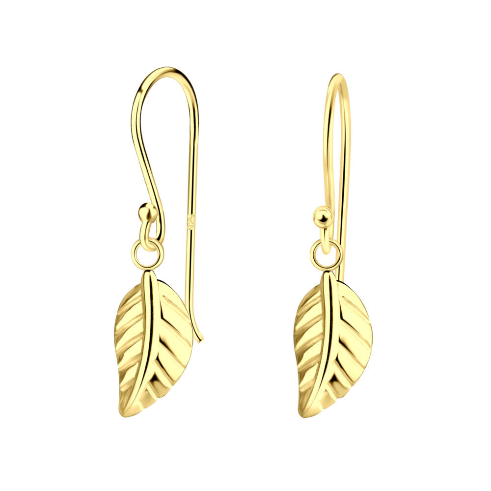 Silver Leaf Earrings - 925 Sterling Silver Women's Jewelry