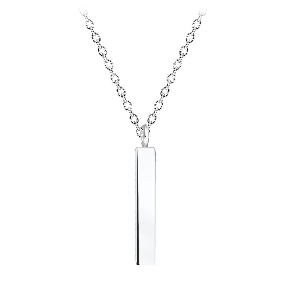 45cm Silver Bar Necklace - 12mm Bar - 925 Sterling Silver