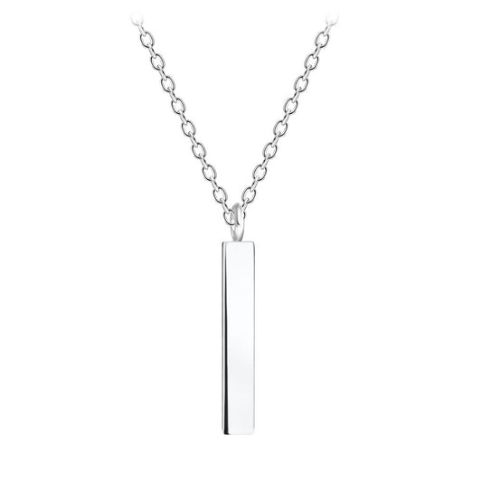 45cm Silver Bar Necklace - 12mm Bar - 925 Sterling Silver