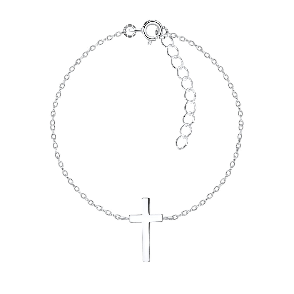 Cross Bracelet - Extendable to 7 Inches - 925 Sterling Silver