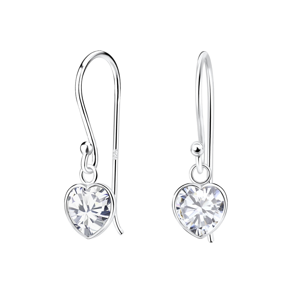 Heart Cubic Zirconia Earrings - White - 6mm - 925 Sterling Silver