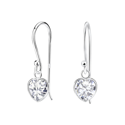 Heart Cubic Zirconia Earrings - White - 6mm - 925 Sterling Silver