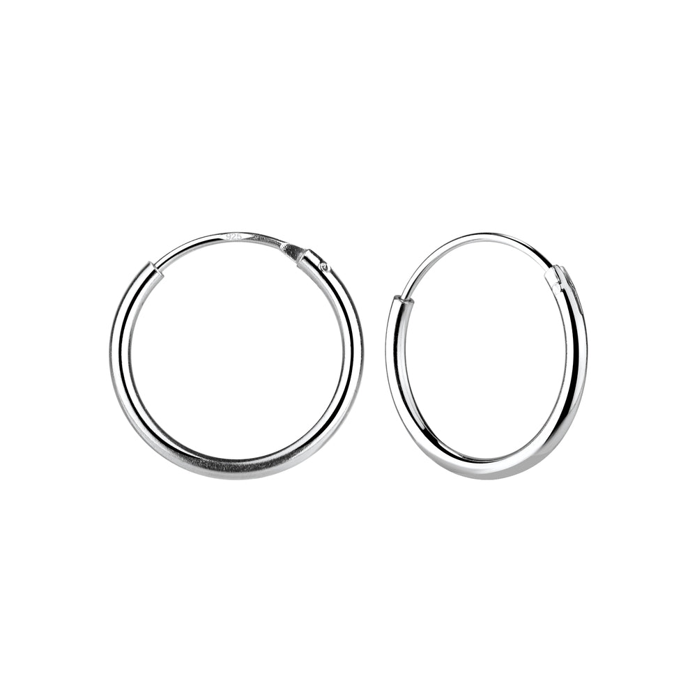 Hoop Earrings - 14mm - 925 Sterling Silver