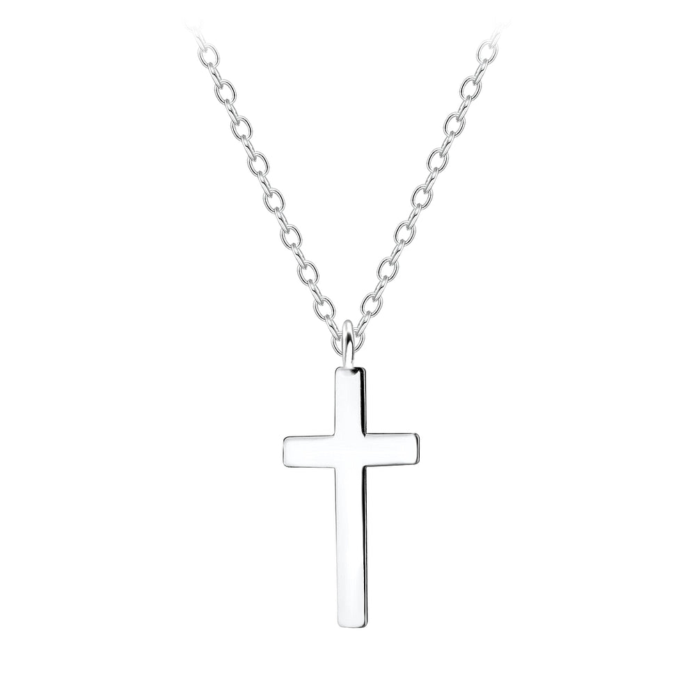 Cross Necklace - 18 Inches - 925 Sterling Silver