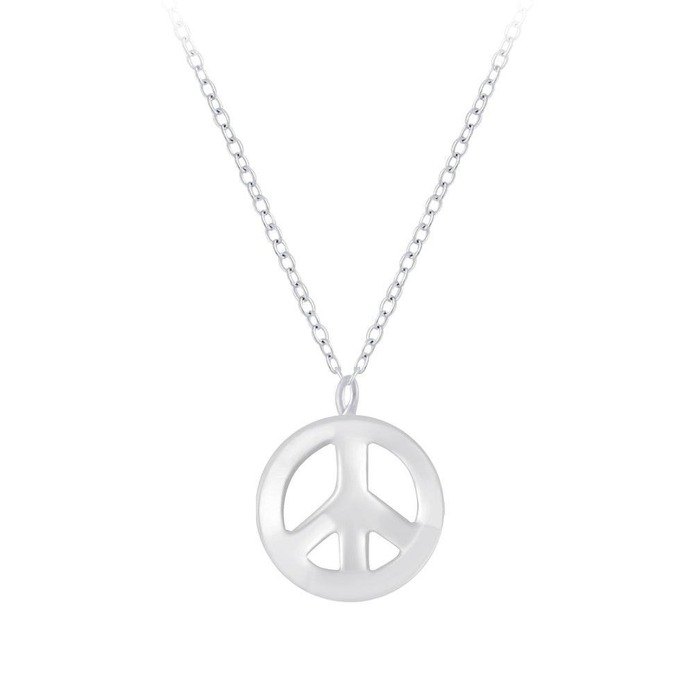 Peace Symbol Necklace - 18 Inches - 925 Sterling Silver