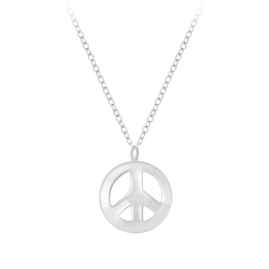 Peace Symbol Necklace - 18 Inches - 925 Sterling Silver