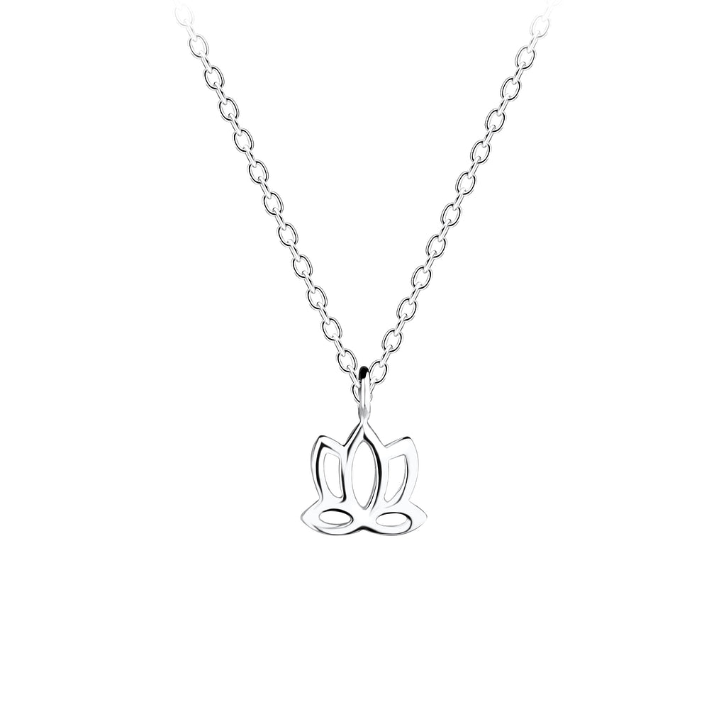 Lotus Flower Necklace - 18 Inches - 925 Sterling Silver