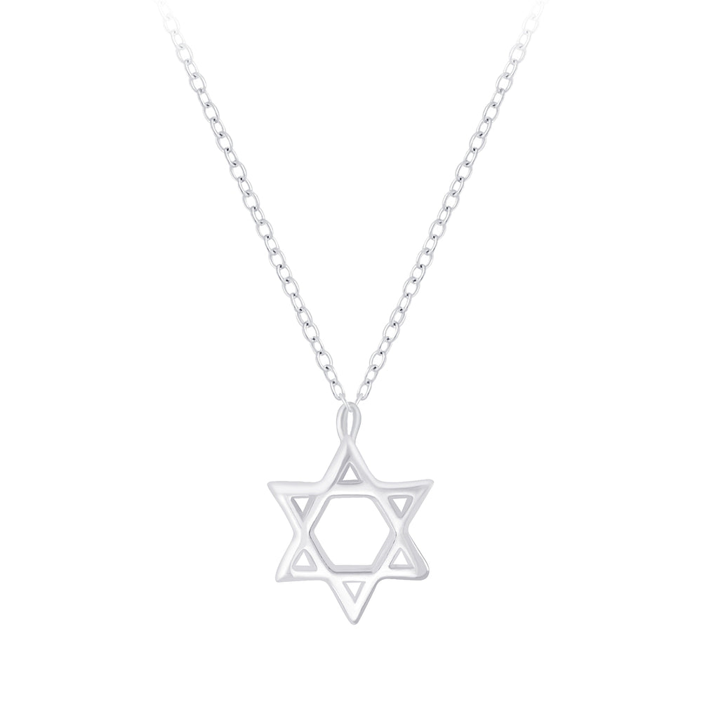 Star of David Necklace - 18 Inches - 925 Sterling Silver