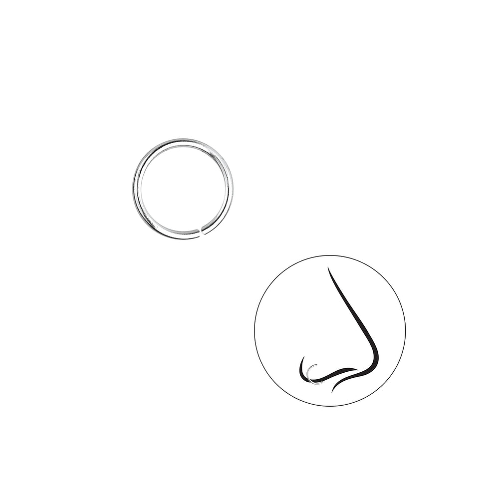 Plain Hoop Nose Ring - 8mm - 925 Sterling Silver