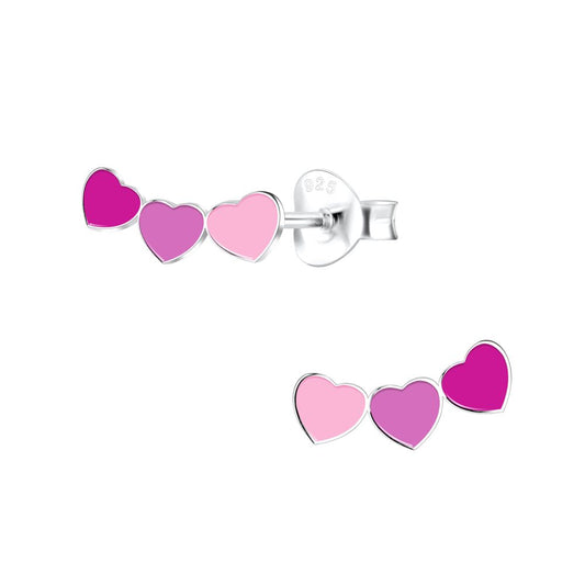 Silver Heart Stud Earrings - 925 Sterling Silver Women's Jewelry