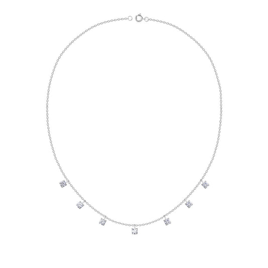 4mm Round Cubic Zirconia Silver Necklace - White - 925 Sterling Silver