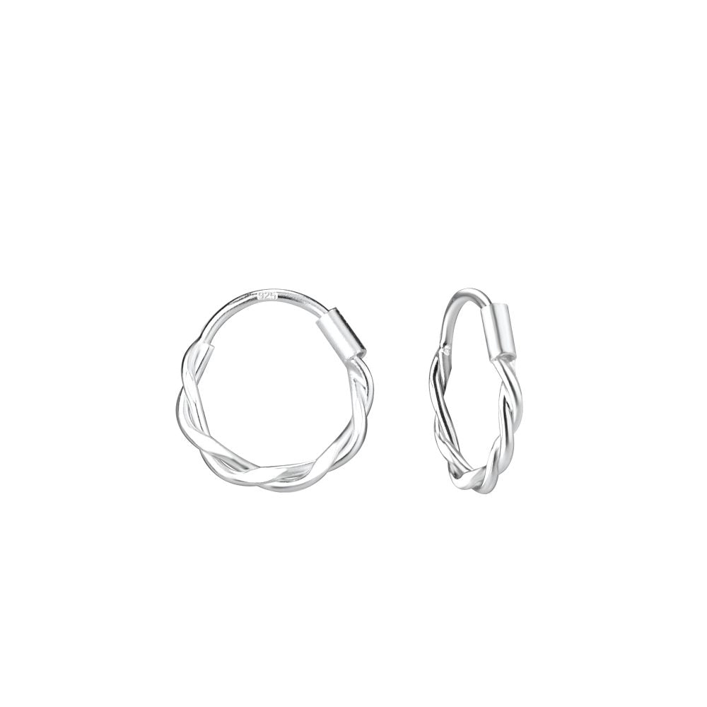 Silver Twisted Hoop Earrings - 11mm - 925 Sterling Silver Women's Jewelry