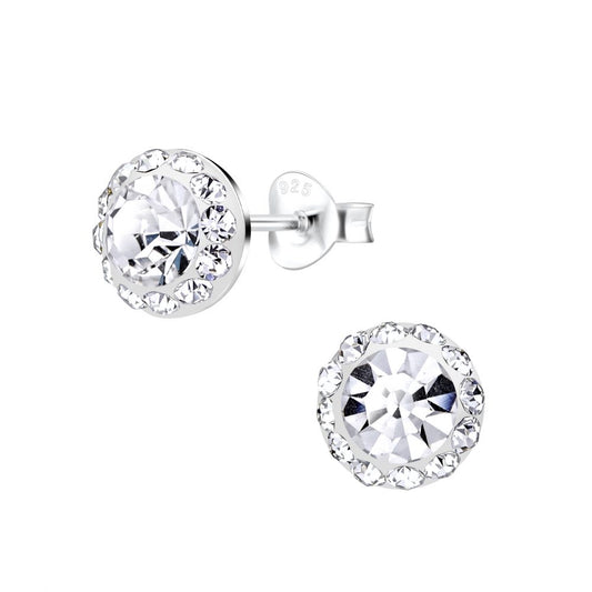 Silver Round Stud Earrings - 925 Sterling Silver Women's Jewelry