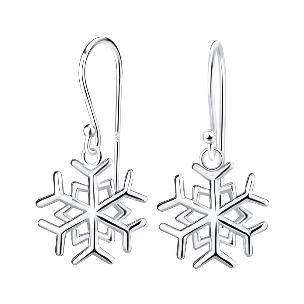 Silver Snowflake Earrings - 925 Sterling Silver Women's Jewelry