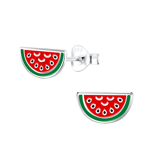 Watermelon Stud Earrings - 9mm - 925 Sterling Silver