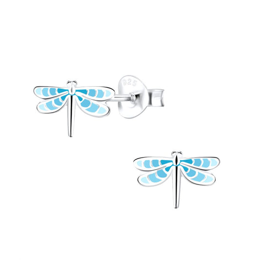 Silver Dragonfly Stud Earrings - 925 Sterling Silver Women's Jewelry