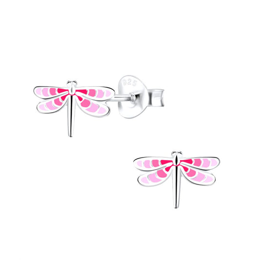 Silver Dragonfly Stud Earrings - 925 Sterling Silver Women's Jewelry