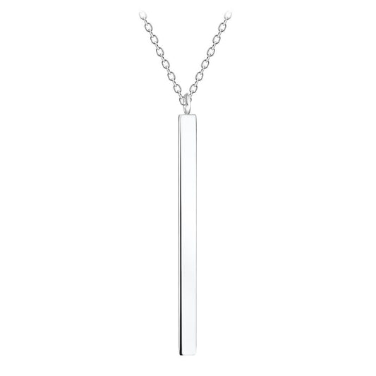 45cm Silver Bar Necklace - 25mm Bar - 925 Sterling Silver