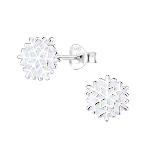 Silver Snowflake Stud Earrings - 925 Sterling Silver Women's Jewelry