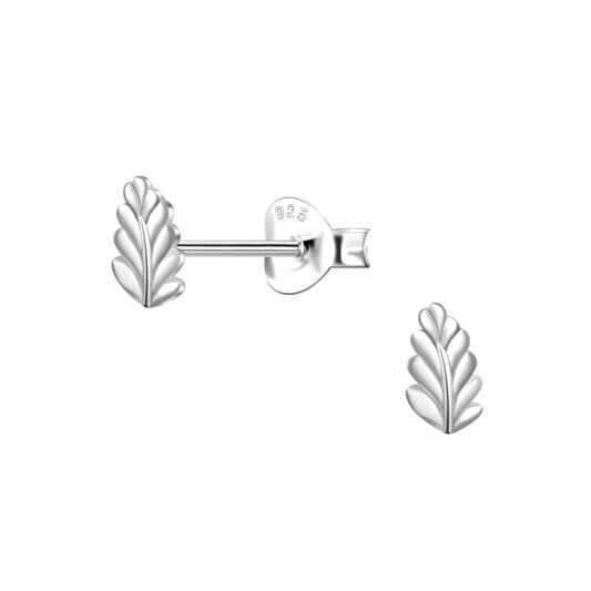 Silver Leaf Stud Earrings - 925 Sterling Silver Women's Jewelry