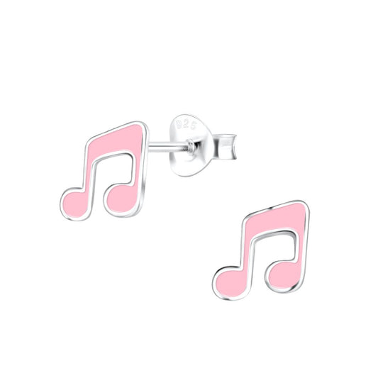 Silver Musical Note Stud Earrings - 925 Sterling Silver Women's Jewelry