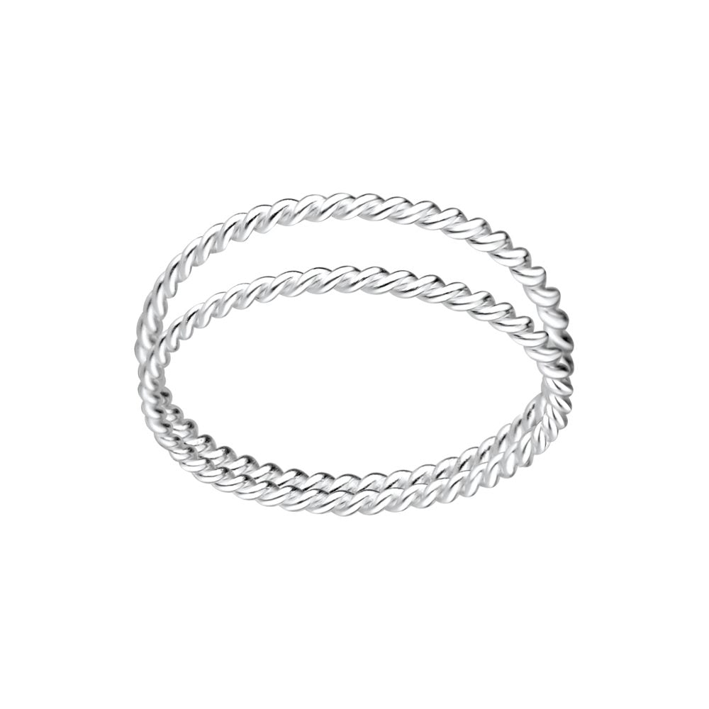 Twisted Double Line Ring - Size 7 - 925 Sterling Silver